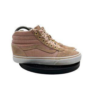 Vans Sk8-Hi Shoes Womens Size 7.5 Pink Beige Suede Canvas High Top Skate